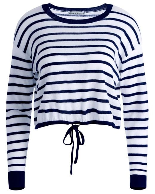 Alice + Olivia Blue Bernetta Striped Top
