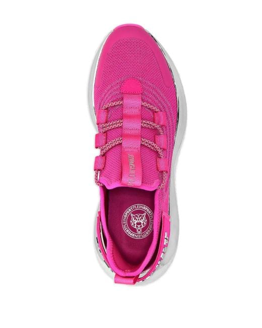 Philipp Plein Pink Runnr Logo-Plaque Knitted Sneakers
