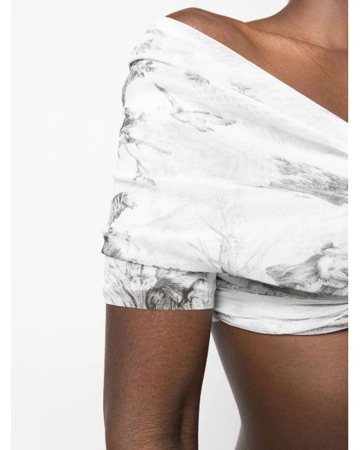 Philosophy Di Lorenzo Serafini White Graphic-print Crop Top