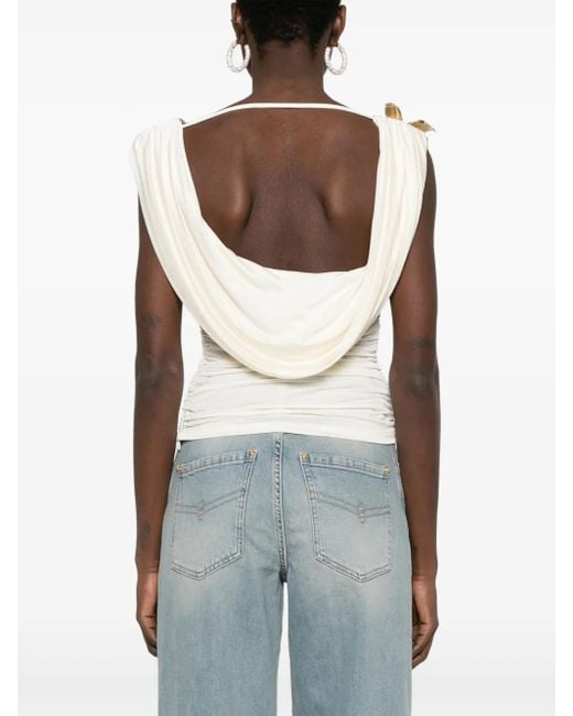 Haut Satiné À Design Sans Manches Blumarine en coloris White