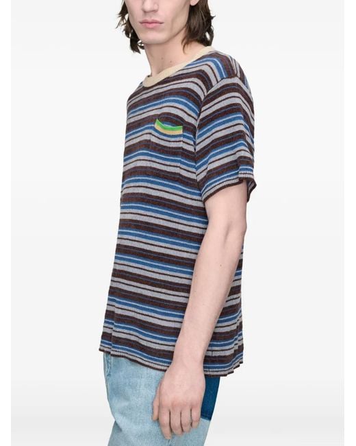 Maison Margiela Blue Striped Wool Crewneck Sweater for men