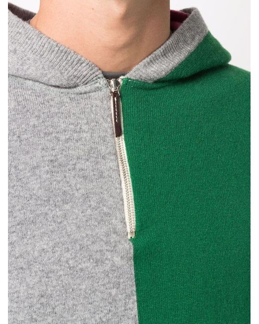 Mackintosh Green Colour-Block Knitted Hoodie for men