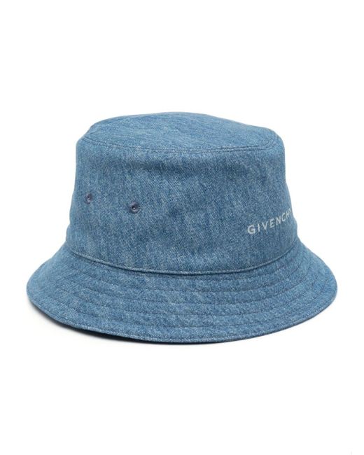 Givenchy Blue Logo-print Denim Bucket Hat