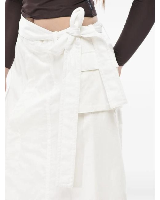 Ferragamo White Belted Midi Skirt