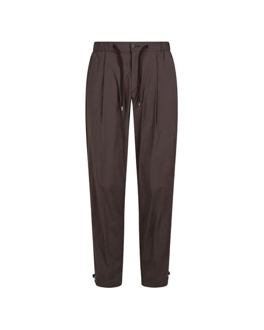 Herno Brown Drawstring-Waist Trousers for men