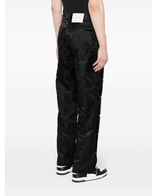 Feng Chen Wang Black Dragon Jacquard Loose-fit Trousers