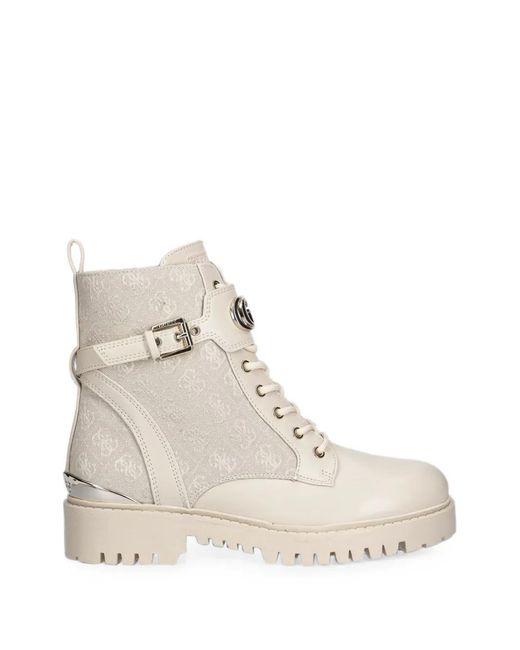 Guess Natural Olanna Logo Combat Boots