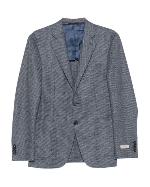 Canali Blue Textured Wool Blazer for men