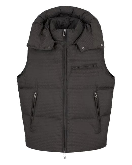 Emporio Armani Black Hooded Quilted Gilet for men