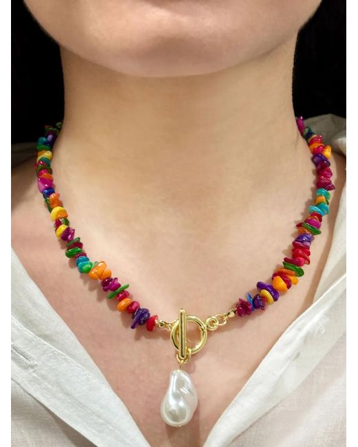 Hzmer Jewelry Metallic Halskette mit Schmucksteinen