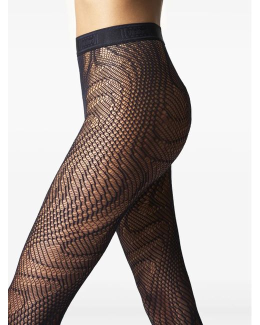 Wolford Gray Snake Net Tights