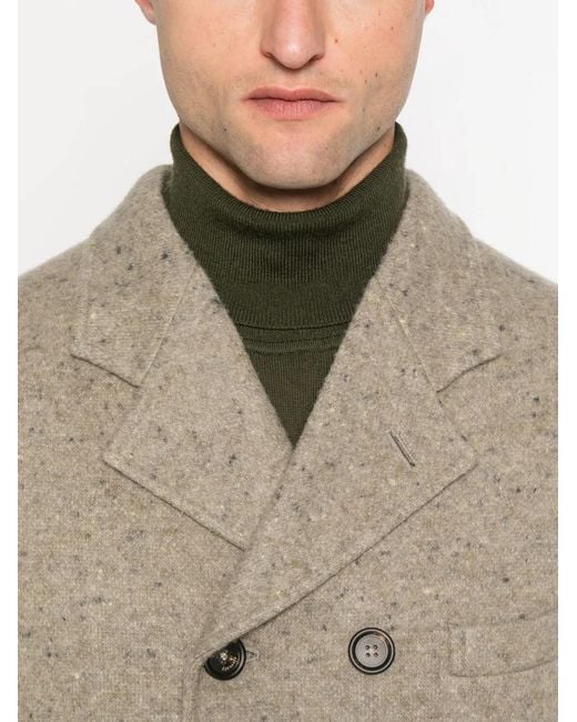 Eleventy Natural Double-Breasted Peacoat for men