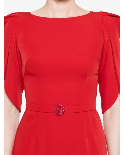 Cristallini Red Boat-Neck Dress