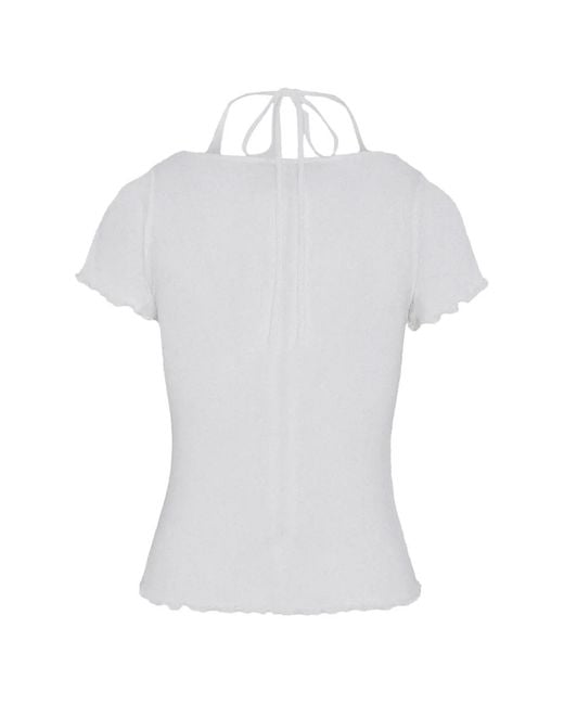 SRVC Studio White Cut-Out Halter-Strap Top