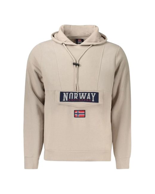 Norway 1963 Natural Logo-Patch Flap-Pocket Hoodie for men