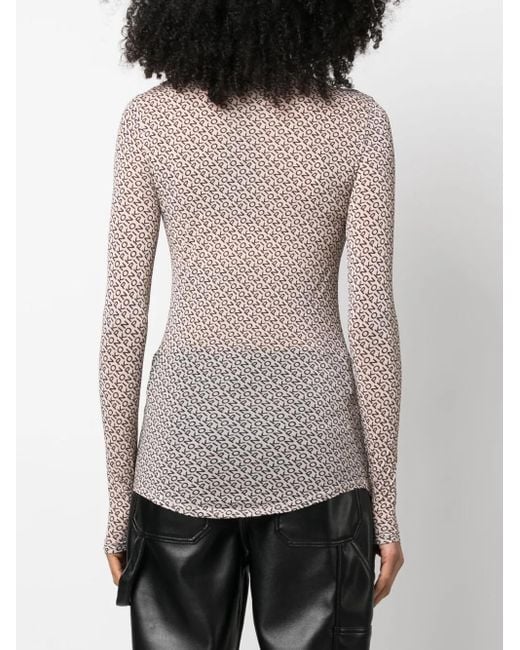 Pinko Brown Logo-Print Semi-Sheer Sweatshirt