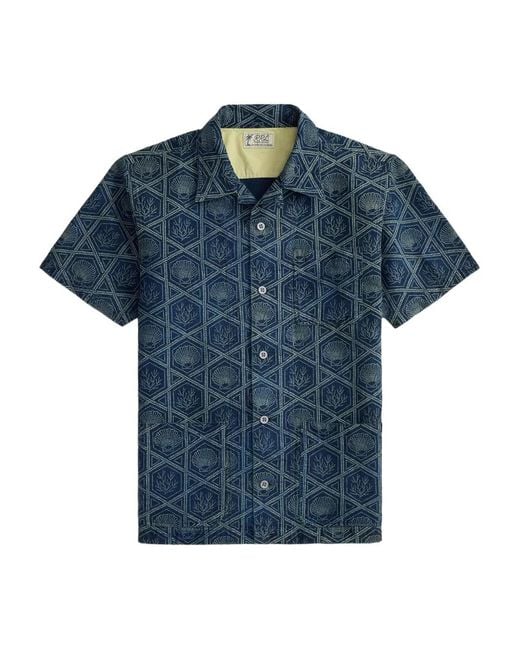 RRL Blue Shell-Print Shirt for men