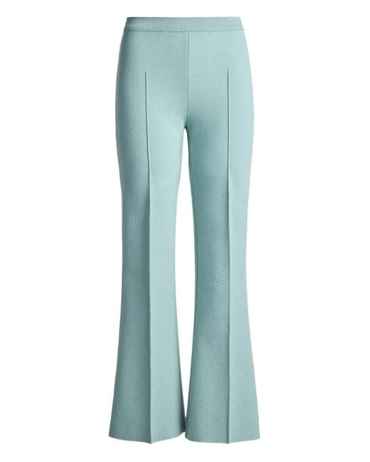 High Sport Blue Pin-Tuck Flared Trousers