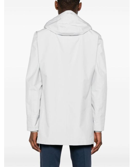 Herno White Laminar Hooded Raincoat for men