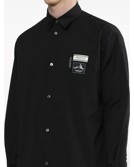 Undercover Black Logo-Patch Cotton-Blend Shirt for men
