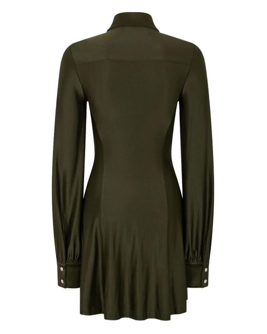 Rabanne Green Button-Embellished Draped Dress