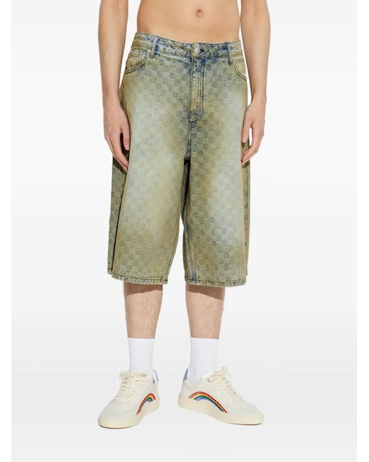 M I S B H V Green Check Pattern Shorts