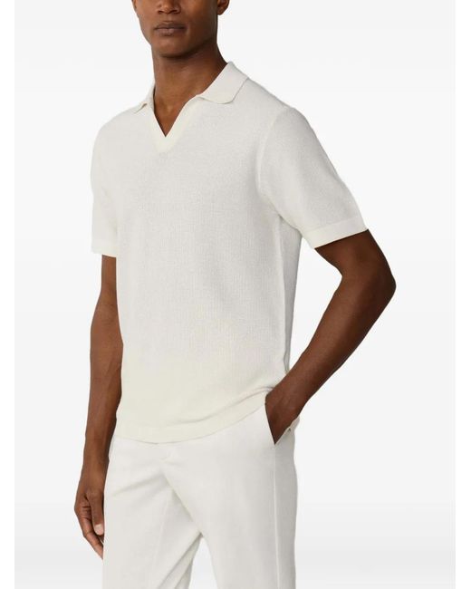 Hackett White Polo En Maille À Manches Courtes for men