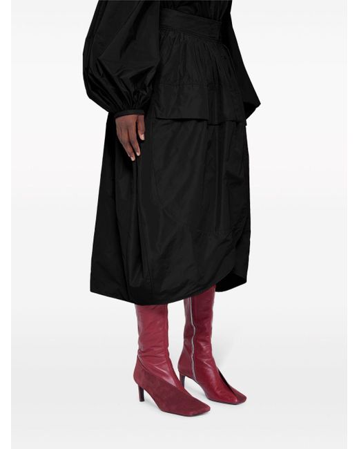 Jil Sander Black Wrap-design High-waisted Midi Skirt