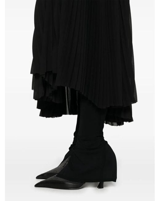Balenciaga Black Pleated Midi Skirt