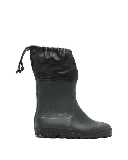 Rier Black Drawstring City Rain Leather Boots for men