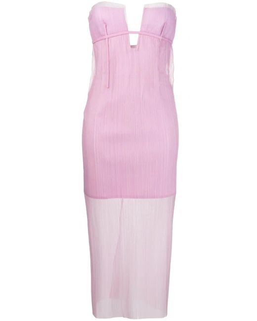 Vestido palabra de honor con aberturas Krizia de color Pink