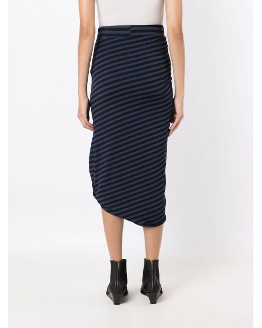 UMA | Raquel Davidowicz Blue Striped Draped Midi Skirt