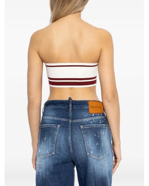 DSquared² White Striped Knitted Top