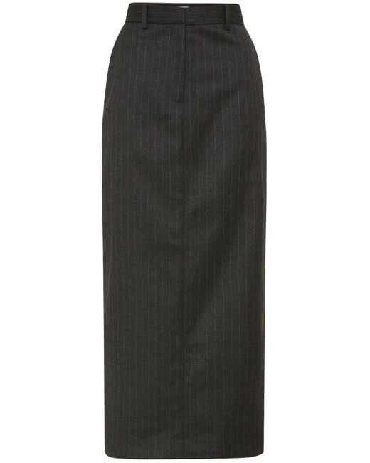 Rebecca Vallance Black Gilles Pinstripe Pencil Midi Skirt