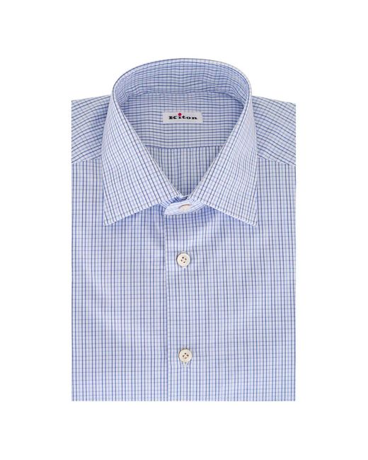 Kiton Blue Checked Shirt for men