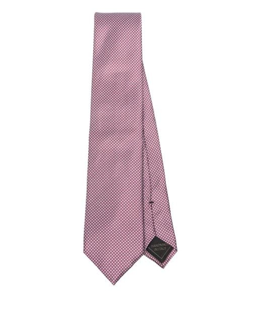 Brioni Zijden Stropdas Met Geometrisch Patroon in het Purple voor heren