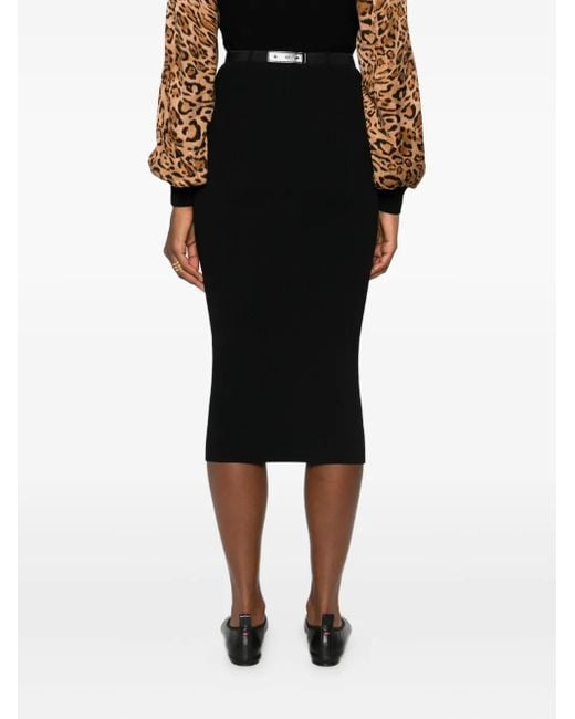 Elisabetta Franchi Black Jupe Mi-Longue À Taille Haute