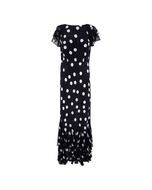 Rixo Black Polka-Dot Pattern Ruffled Dress