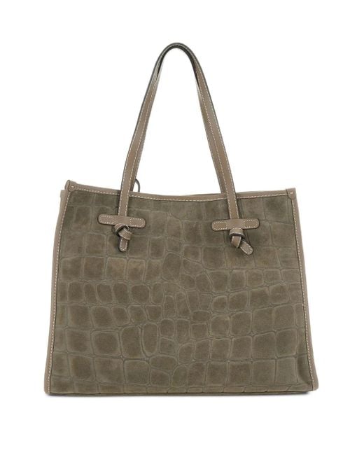 MARCELLA CLUB Natural Crocodile-Embossed Tote Bag
