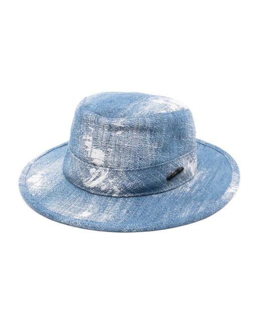 Borsalino Tie-fastening Denim Sun Hat in het Blue