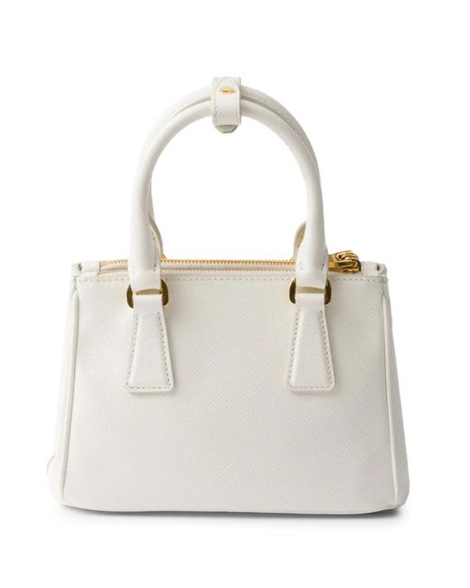 Prada White Galleria Saffiano Leather Micro Bag