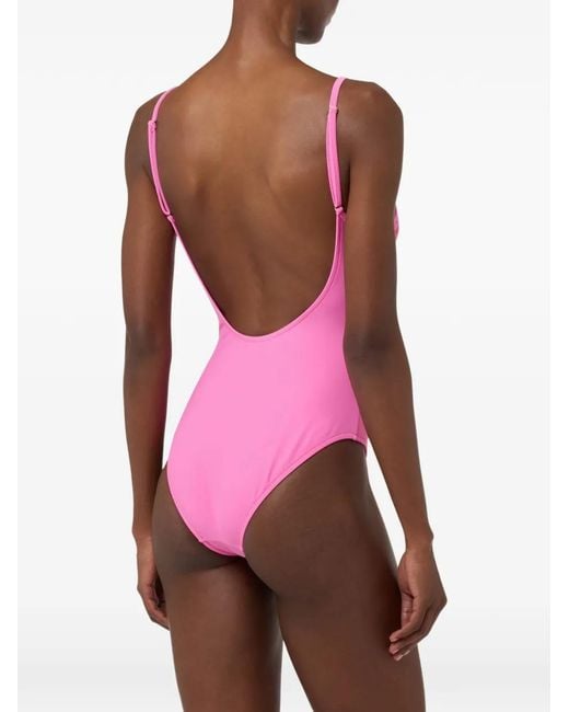 Moschino Pink Logo-Print Swimsuit