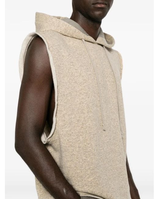 Rick Owens Natural Sleeveless Hoodie Vest for men