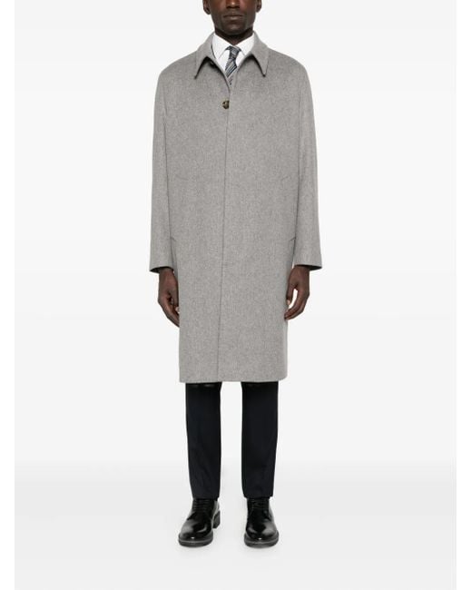 Lardini Gray Buttoned Patch-Pocket Coat for men