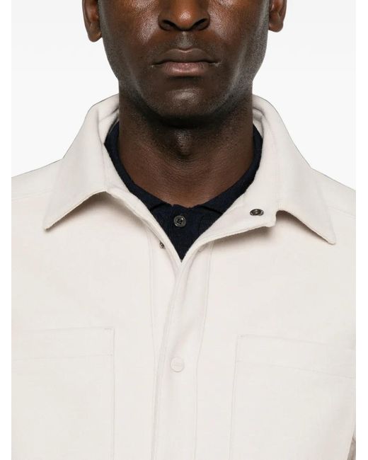 Herno White Chest-Pockets Press-Stud Jacket for men