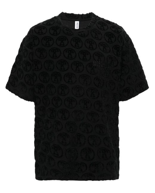 Moschino Black Logo-embroidered Cotton-blend T-shirt for men