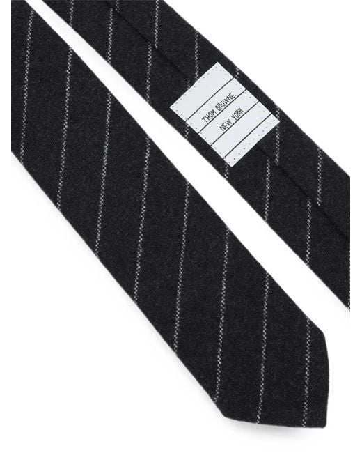 Thom Browne White Stripe-Pattern Tie for men
