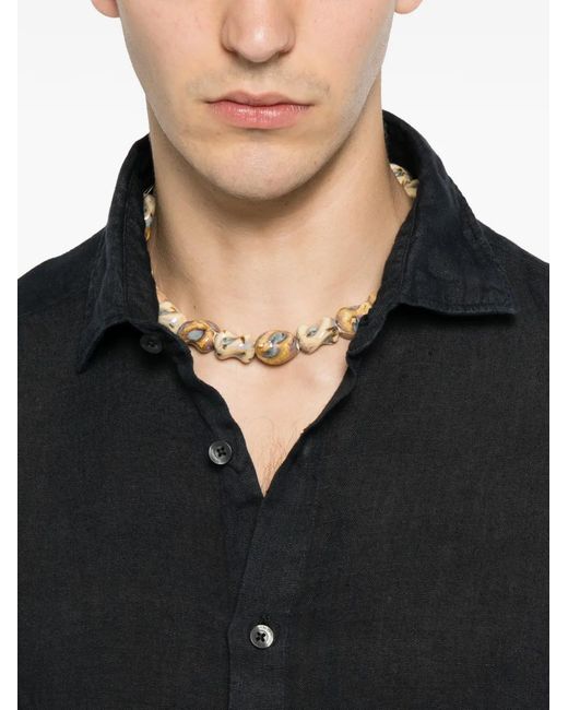 120% Lino Button-Up Overhemd in het Black voor heren