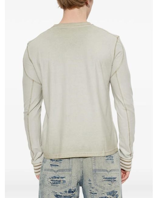 DIESEL White Patch-Detail Long-Sleeve T-Shirt for men