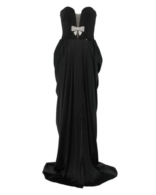 Nissa Black Drapiertes Kleid mit Schleifendetail